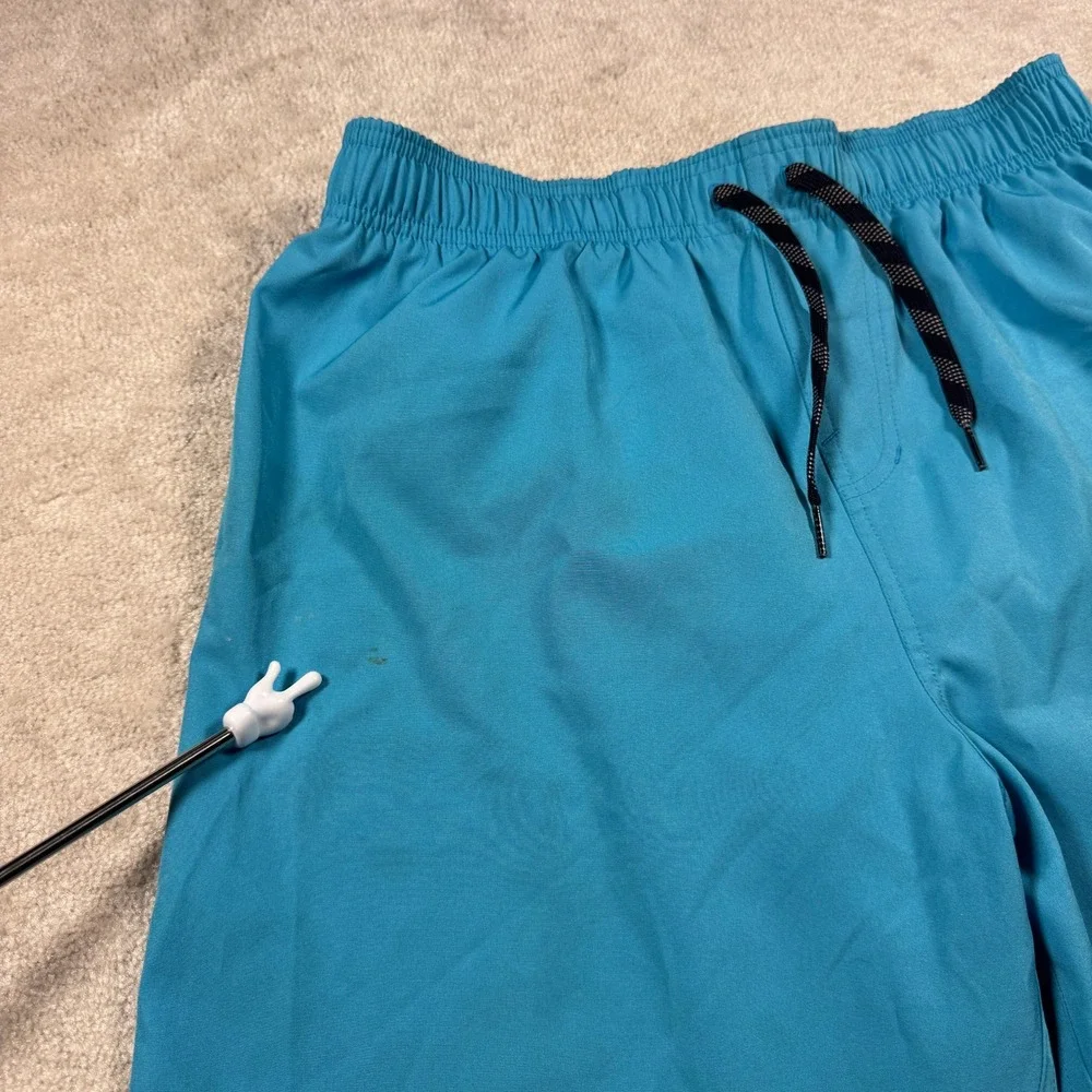 Nike Swim Trunks Mens Medium Teal Blue Logo Graphic Board Shorts 9 Inch Inseam